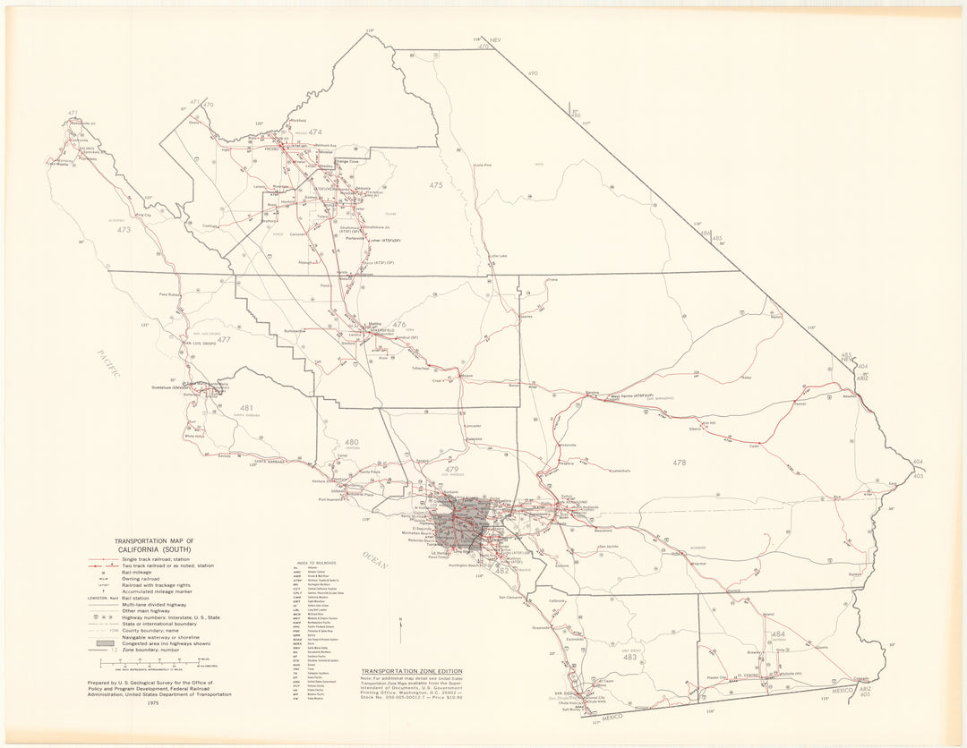 California South Transportation Map 1975: Zone Edition