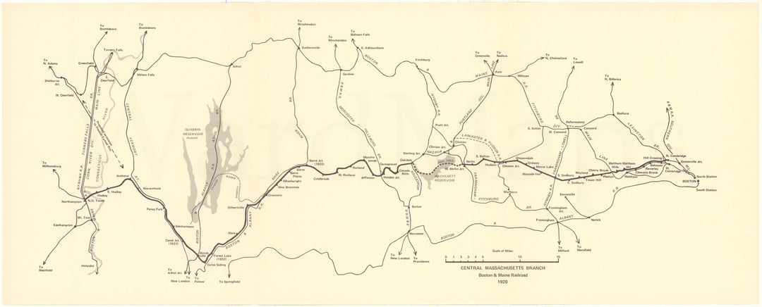 Boston & Maine Railroad Central Massachusetts Branch 1920