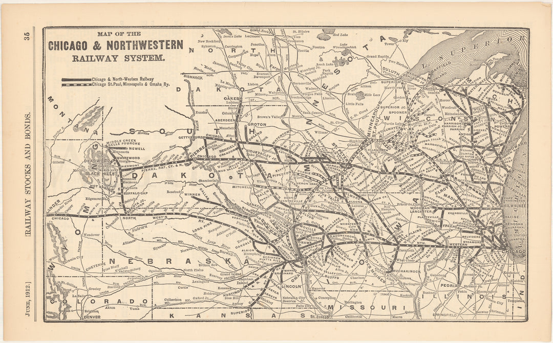 Chicago & Northwestern Railway System 1912 WardMaps LLC