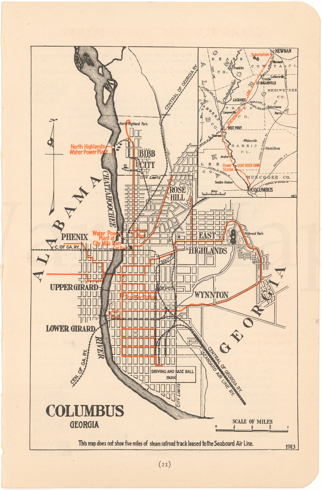 Columbus, Georgia (USA) 1913: Streetcar Lines