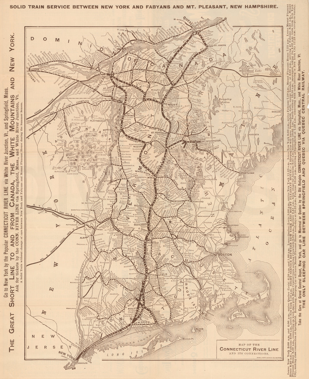 Connecticut River Line (Railroad) Serving New England 1897 circa