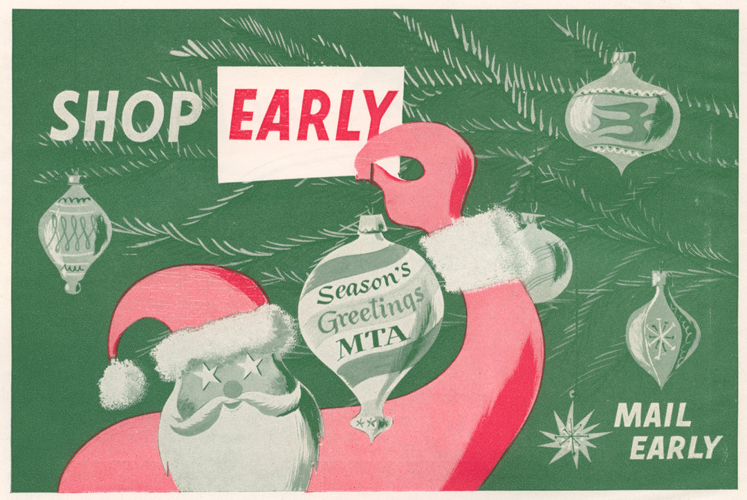 MTA (Boston, Massachusetts) Advertisement Graphic 1952: Christmas Shopping