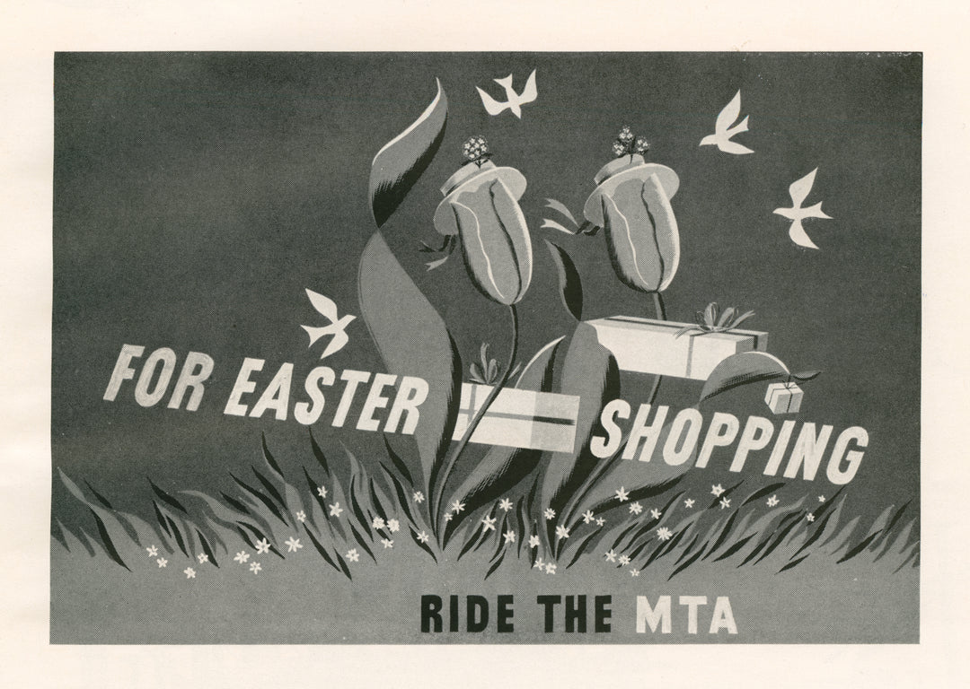 MTA (Boston, Massachusetts) Advertisement Graphic 1952: Eastern Shopping