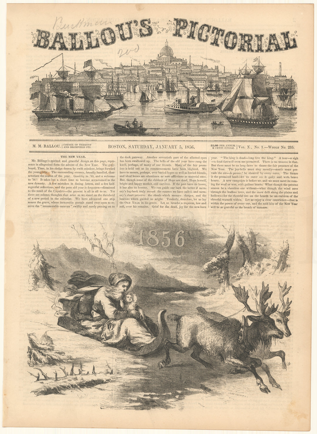 Ballou's Pictorial 1856 January 5: New Year's Cover
