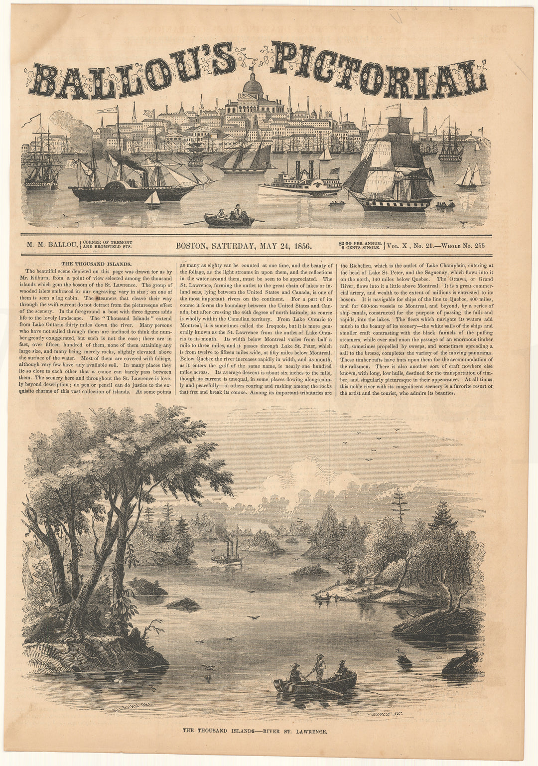 Ballou's Pictorial 1856: Thousand Islands and River Saint Lawrence, New York and Ontario