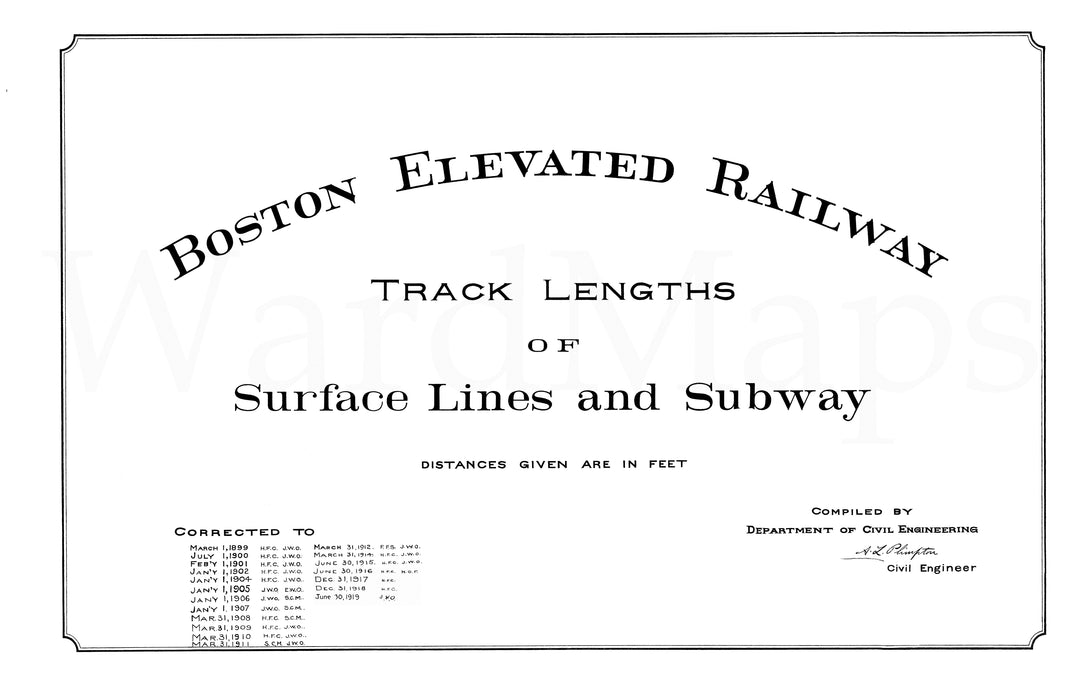 BERy Track Milage Map 1919 Title Page