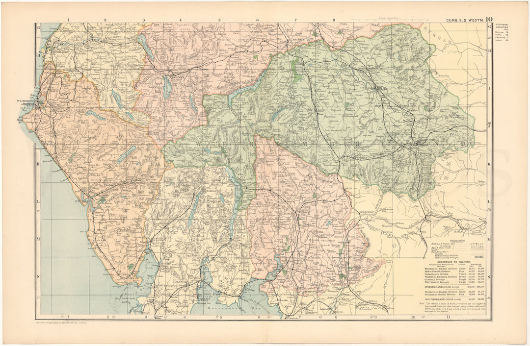 Cumberland and Westmorland Counties, England 1899 (South Part)
