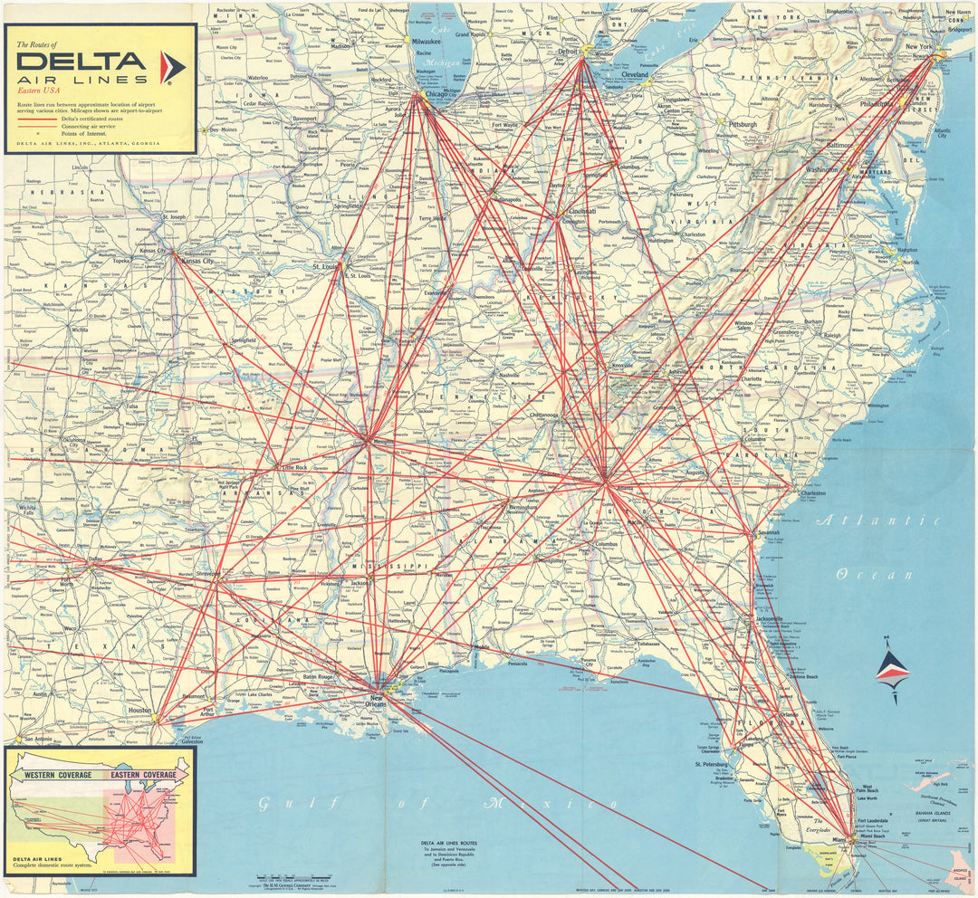 Delta Airlines Route Maps 1960s (Side B)