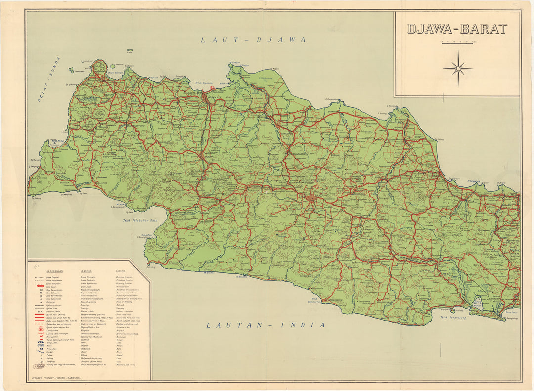 Java, Indonesia Circa 1950s: Western Portion with Jakarta