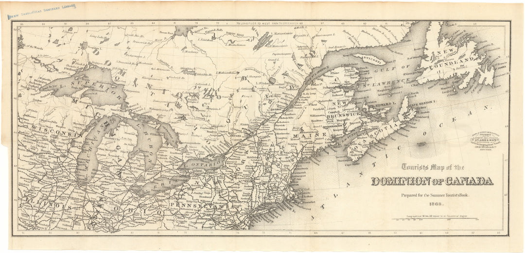Tourists' Map of the Dominion of Canada 1868