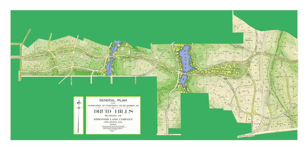 Druid Hills, Atlanta, Georgia 1905: Revised General Plan Colorized 2025