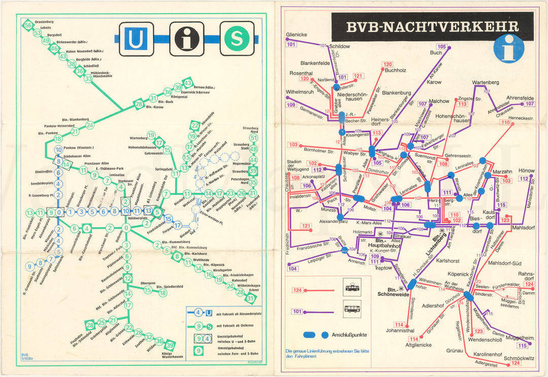 East Berlin, East Germany Transit Maps 1987 (Side B)