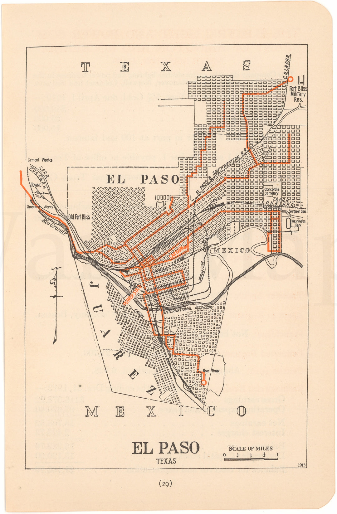 El Paso, Texas 1913: Streetcar Lines