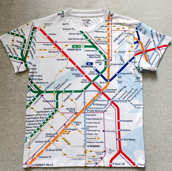 Boston MBTA Map Wrap T-Shirts