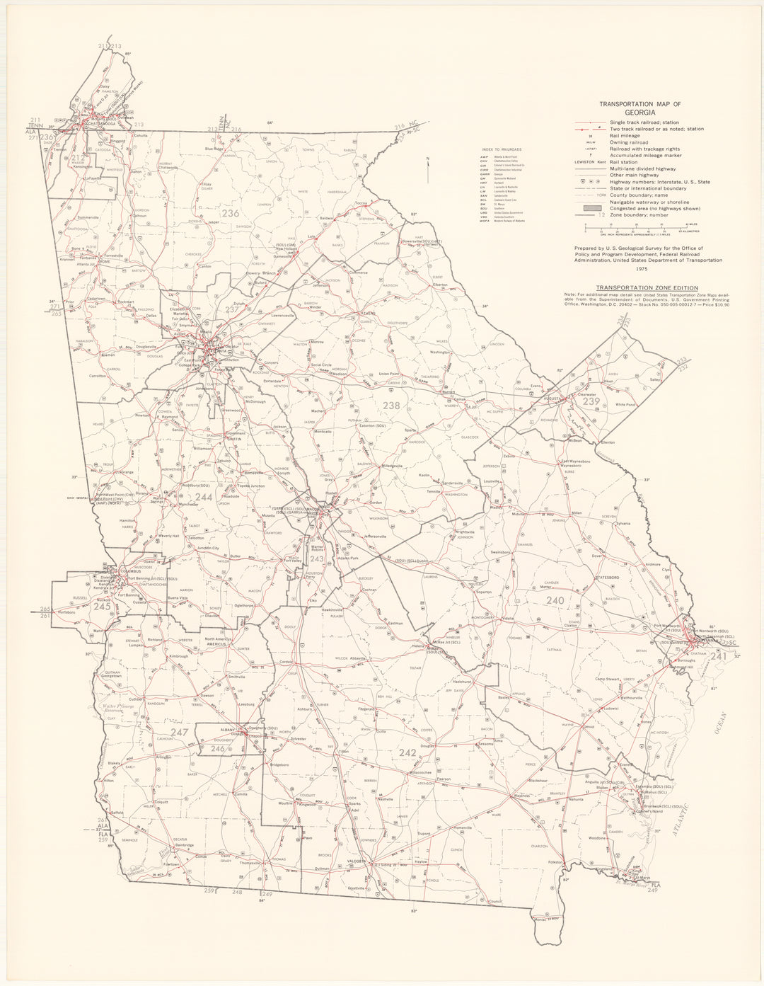Georgia Transportation Map 1975: Zone Edition