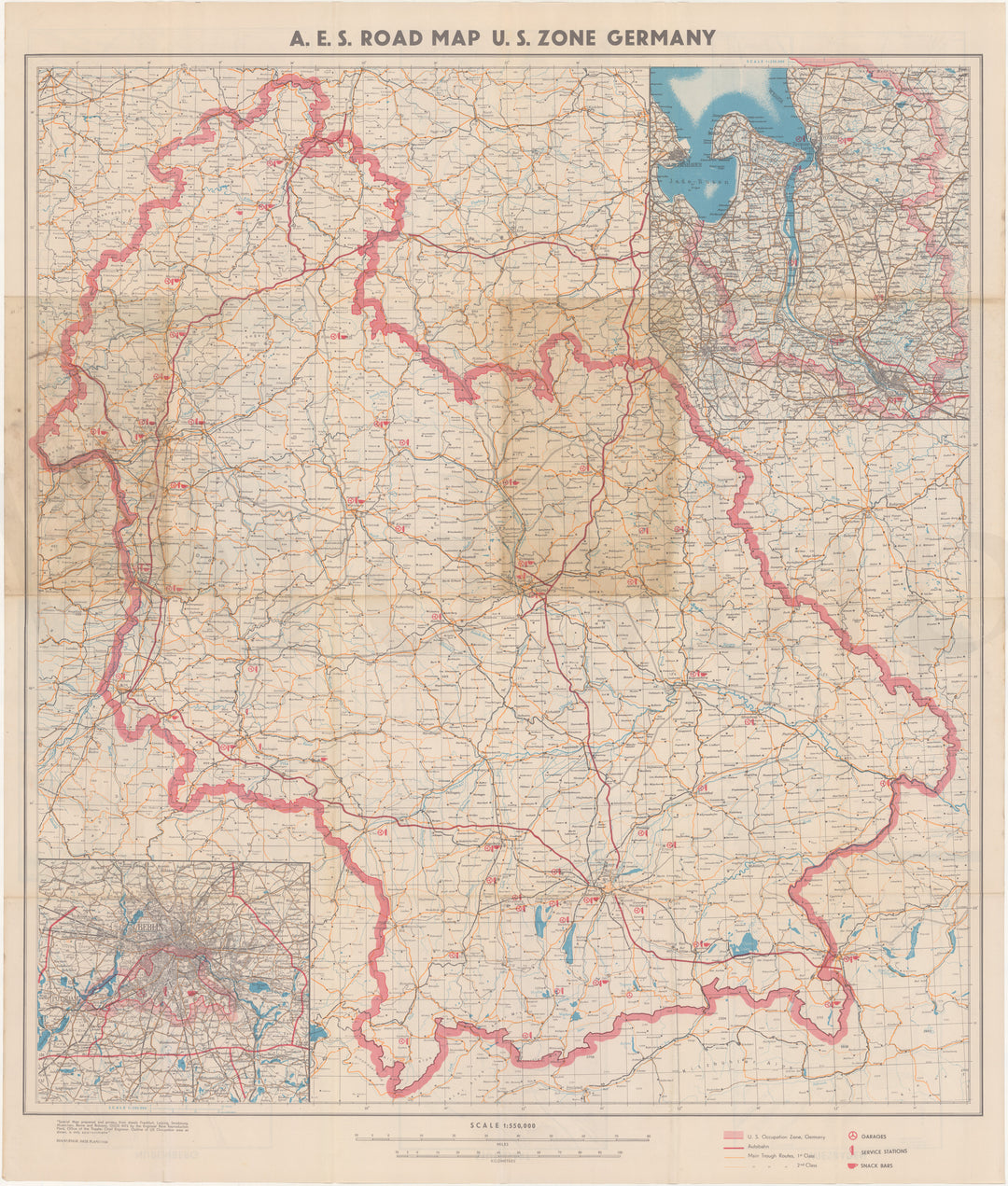 Germany U.S. Zone A.E.S. Road Map 1947