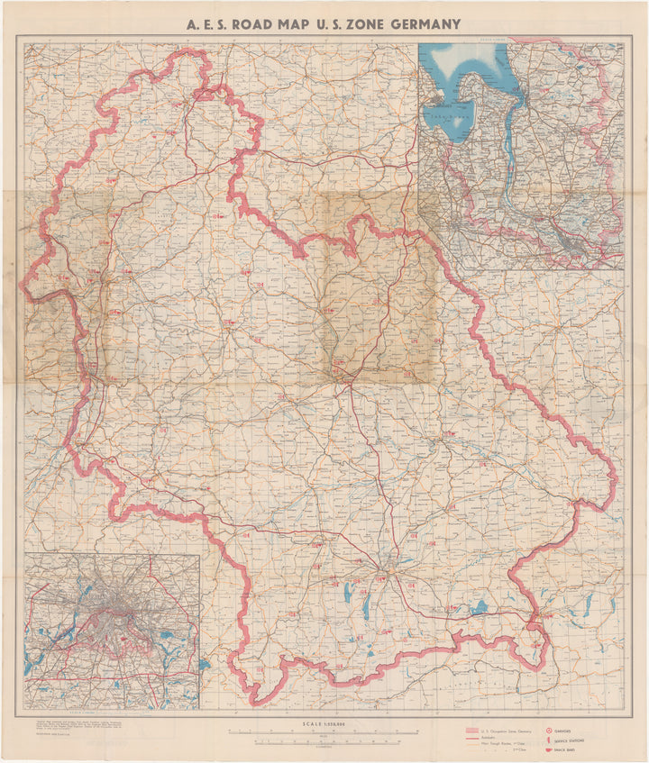 Germany U.S. Zone A.E.S. Road Map 1947