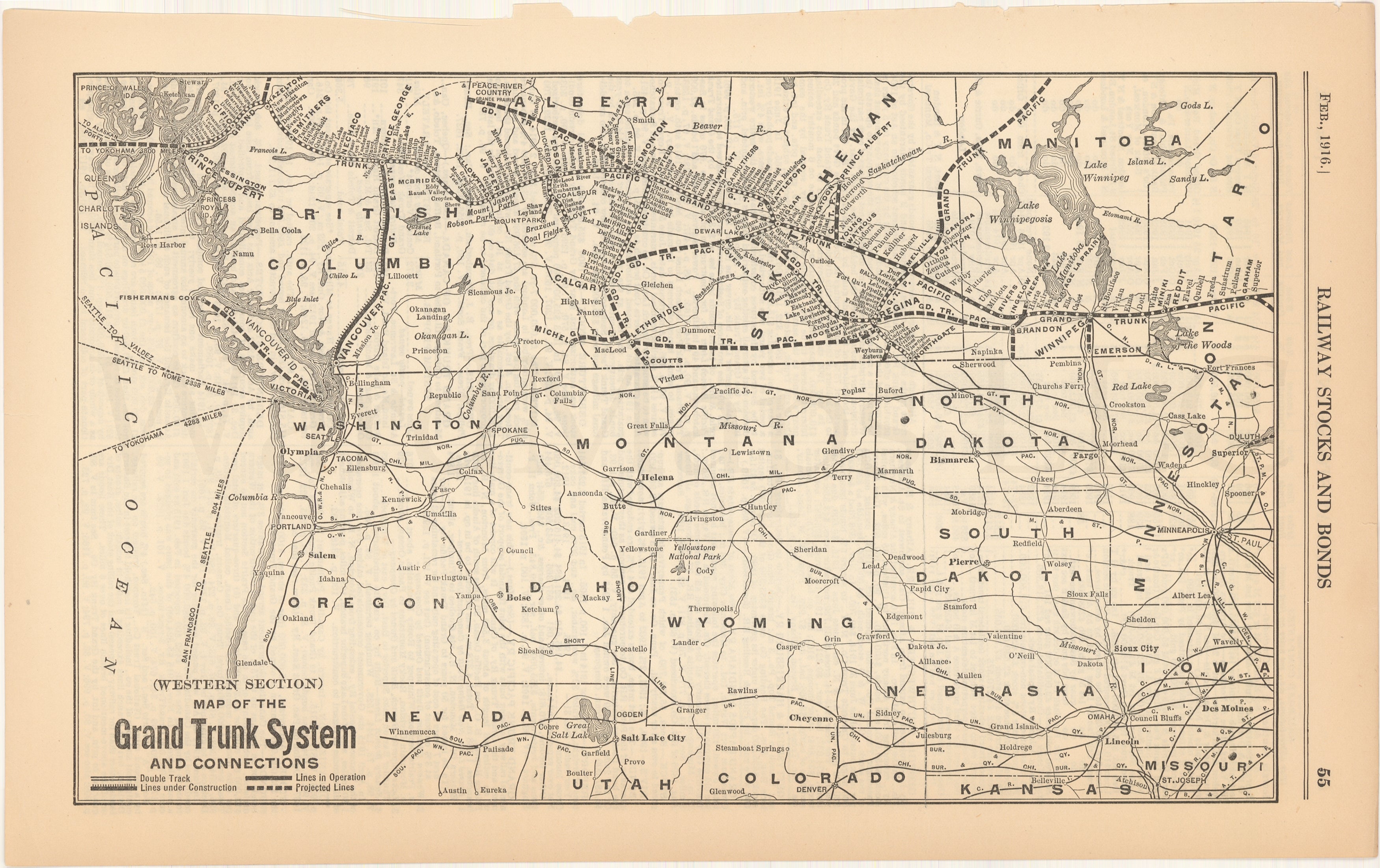 Grand Trunk Railroad System (Western Section) and Connections 1916 ...