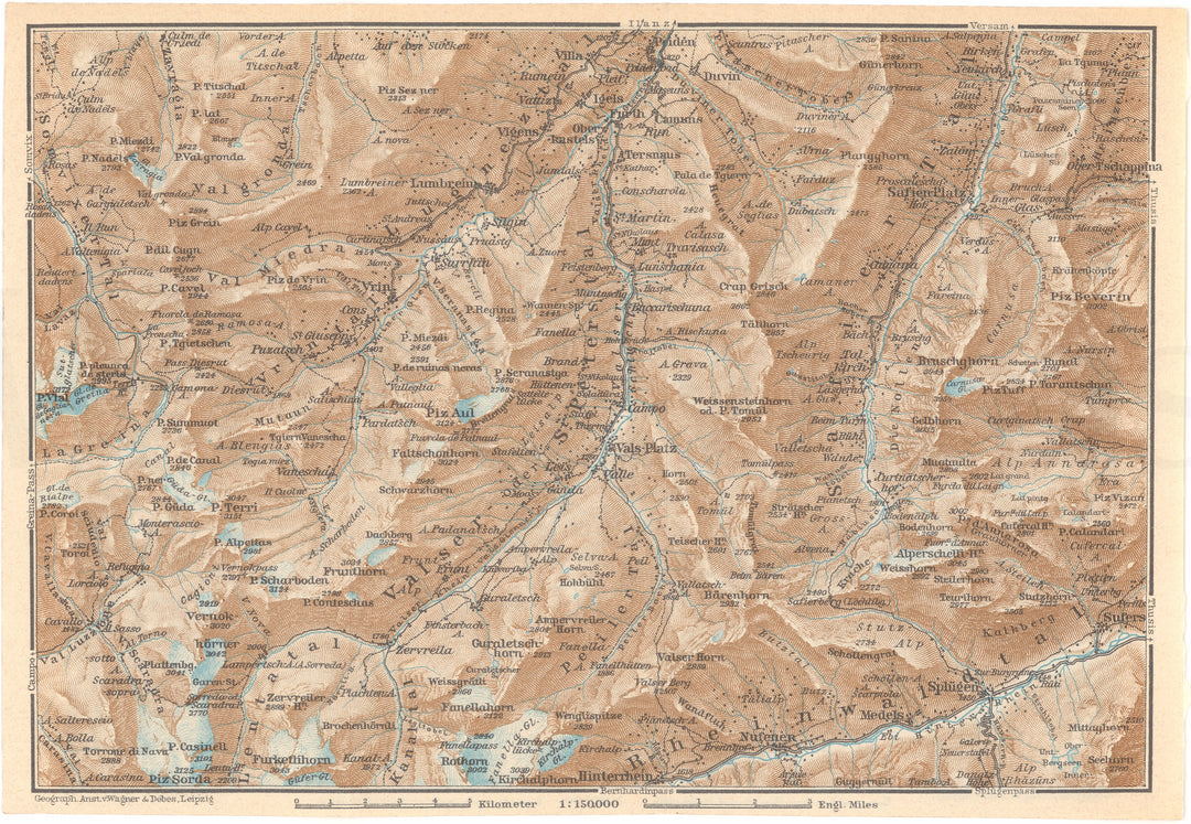 Graubunden Canton (Central Part), Switzerland 1938: Piz Azul Region