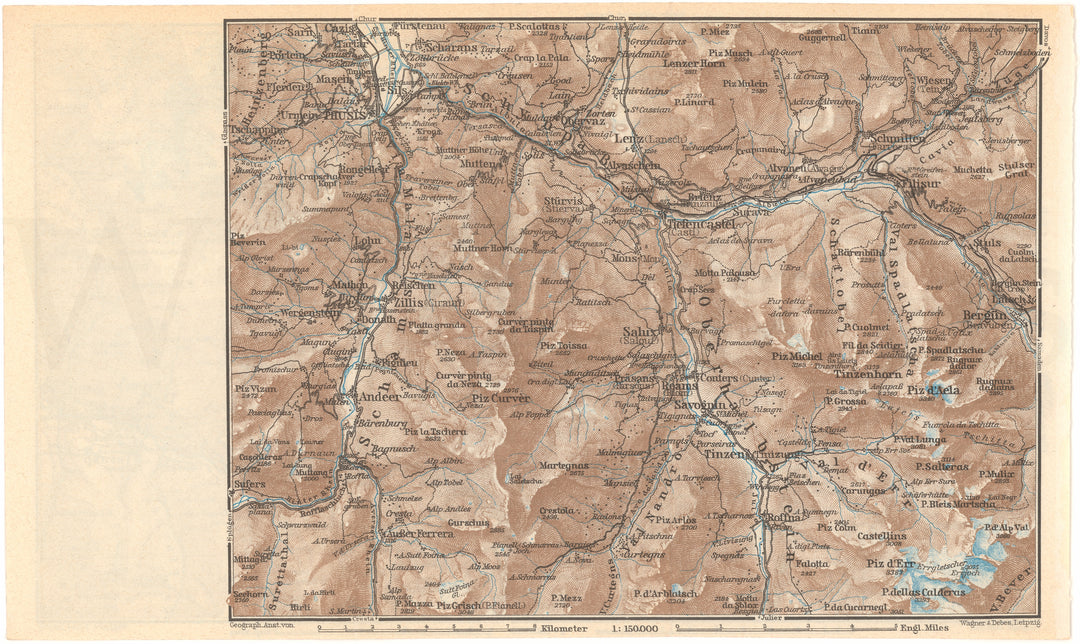 Graubunden Canton (Central Part), Switzerland 1938: Thusis - Filisur Region