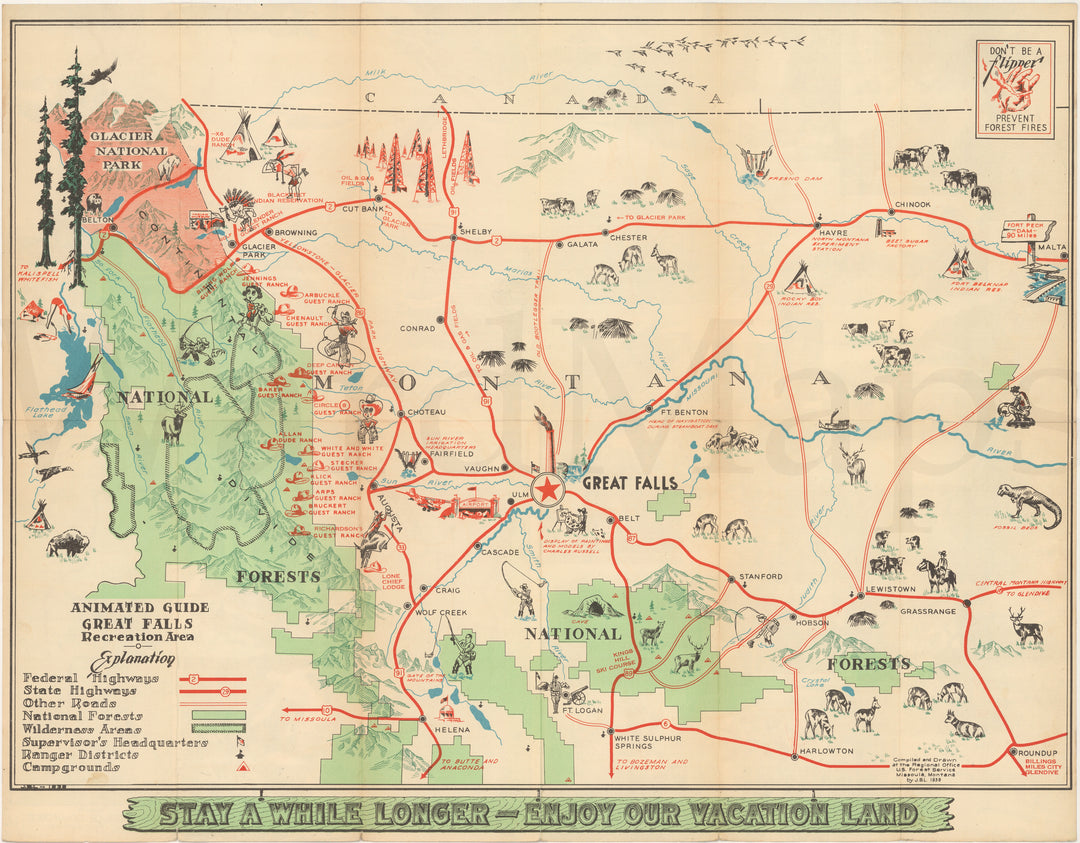 Animated Guide, Great Falls Recreation Area, Montana 1939