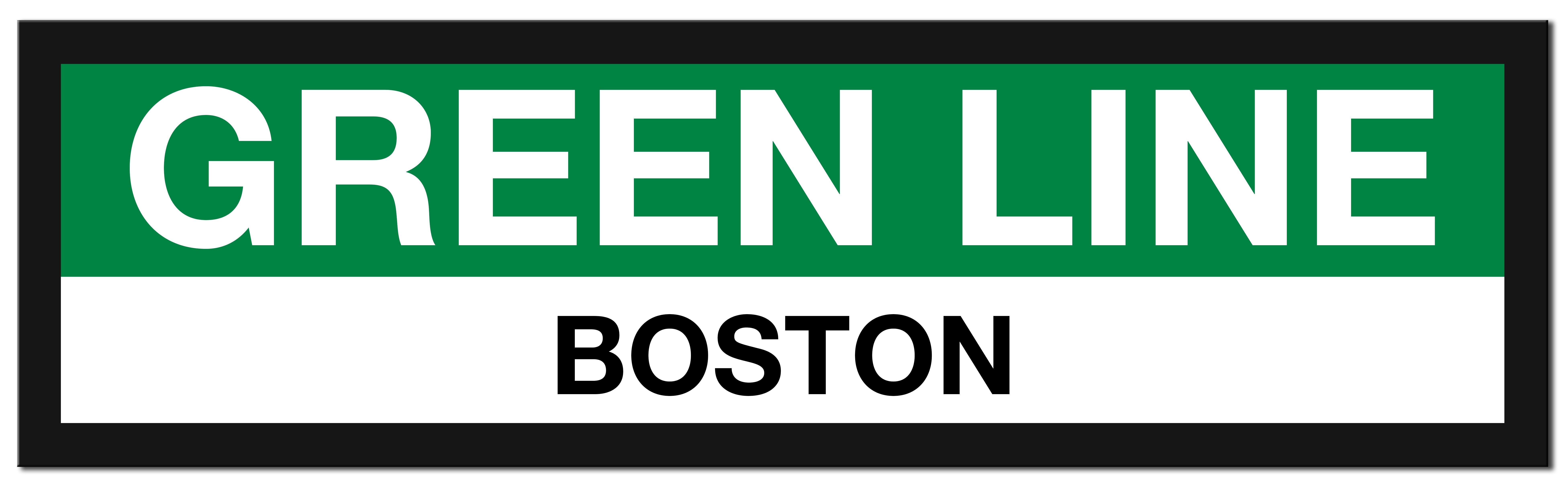 Framed MBTA GREEN LINE Station Signs