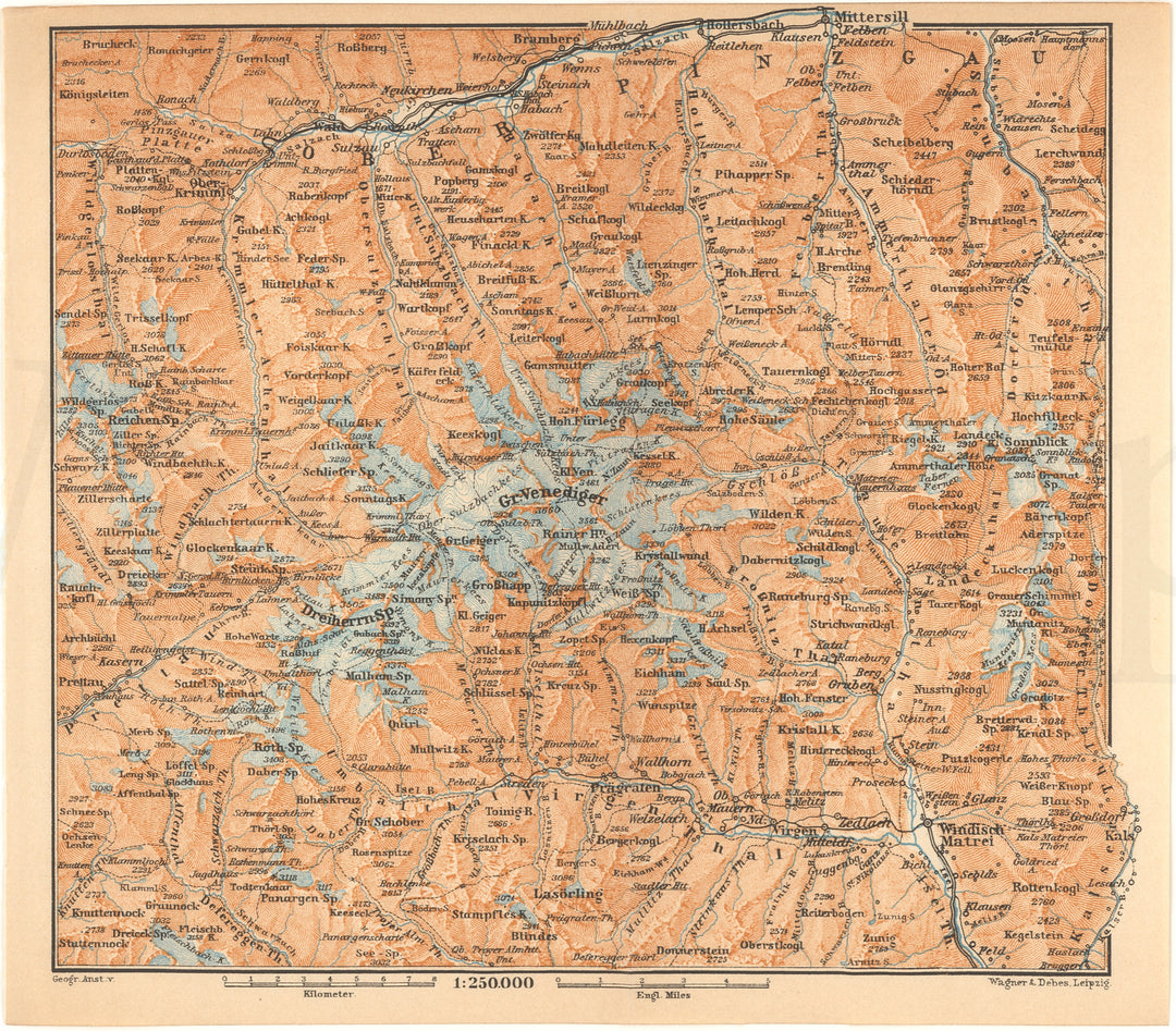 Grossvenediger, Austria Region 1911 (1:250,000)