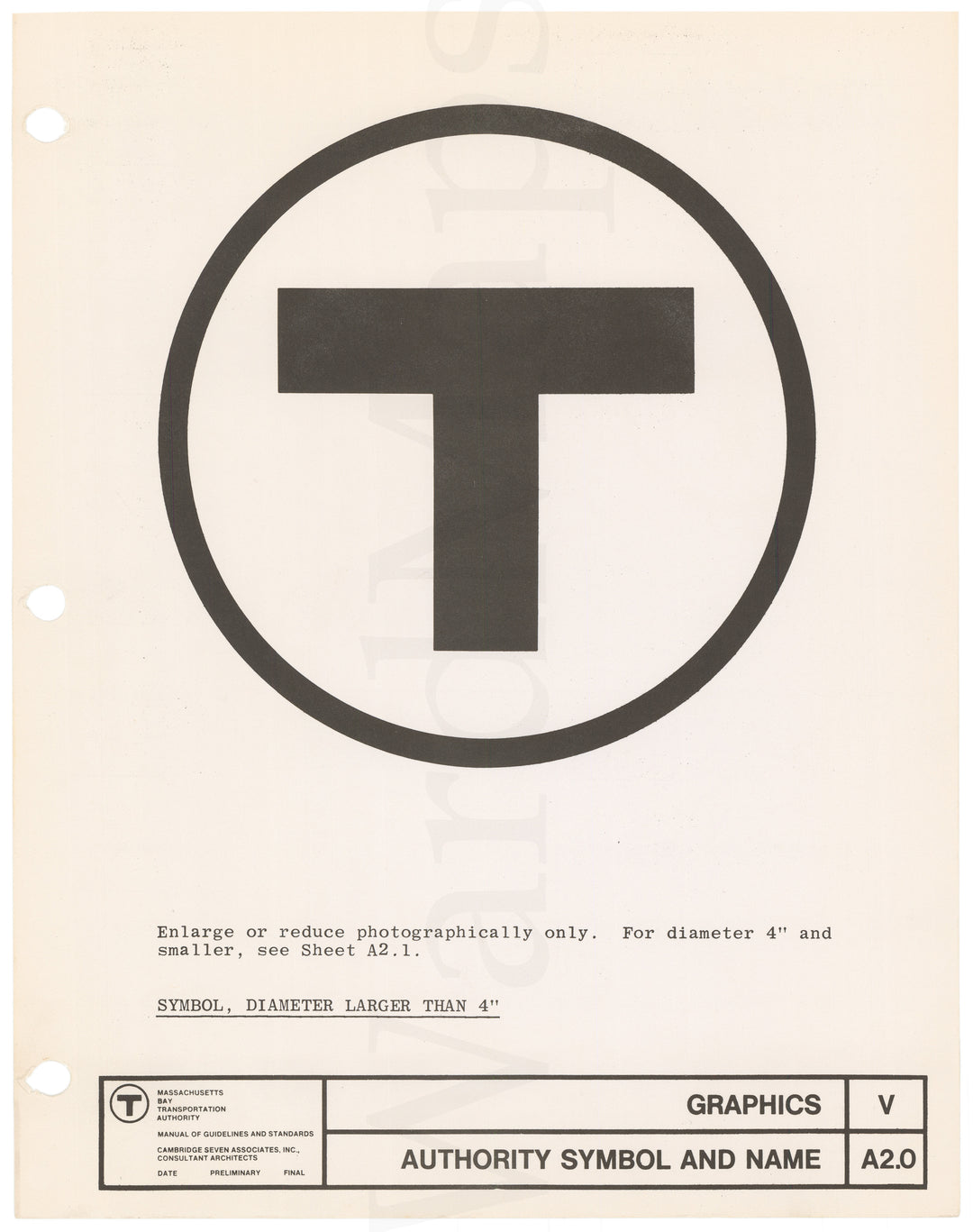 MBTA Symbol (Logo) Master Sheet 1966