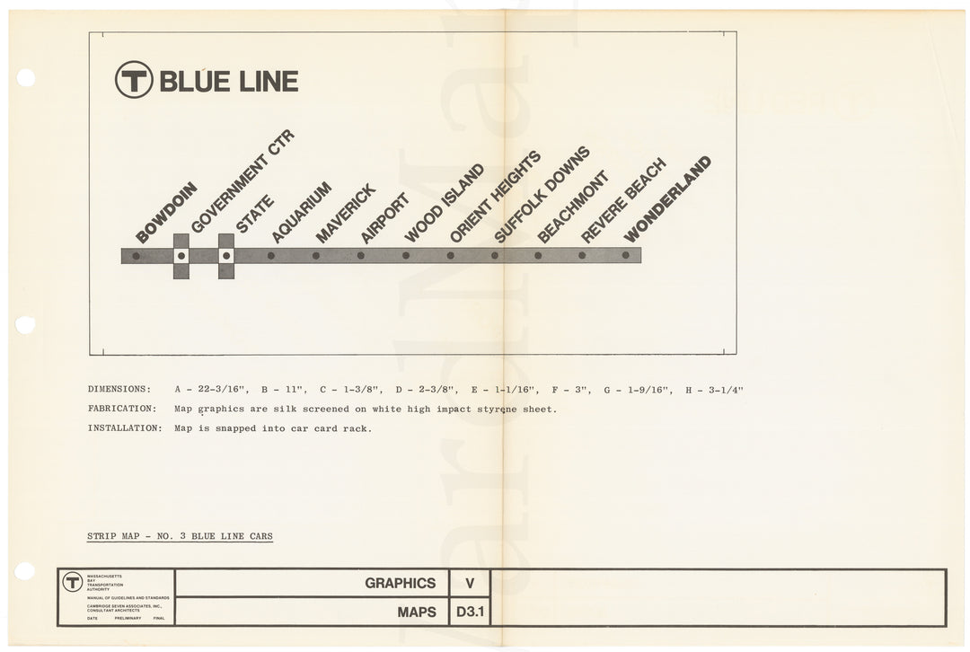 MBTA Line Map Master Sheet 1966: Blue Line