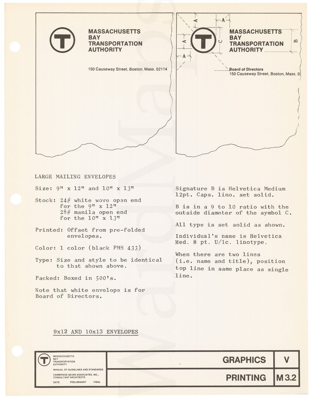 MBTA Printed Materials Specification Sheet 1966: Letterhead