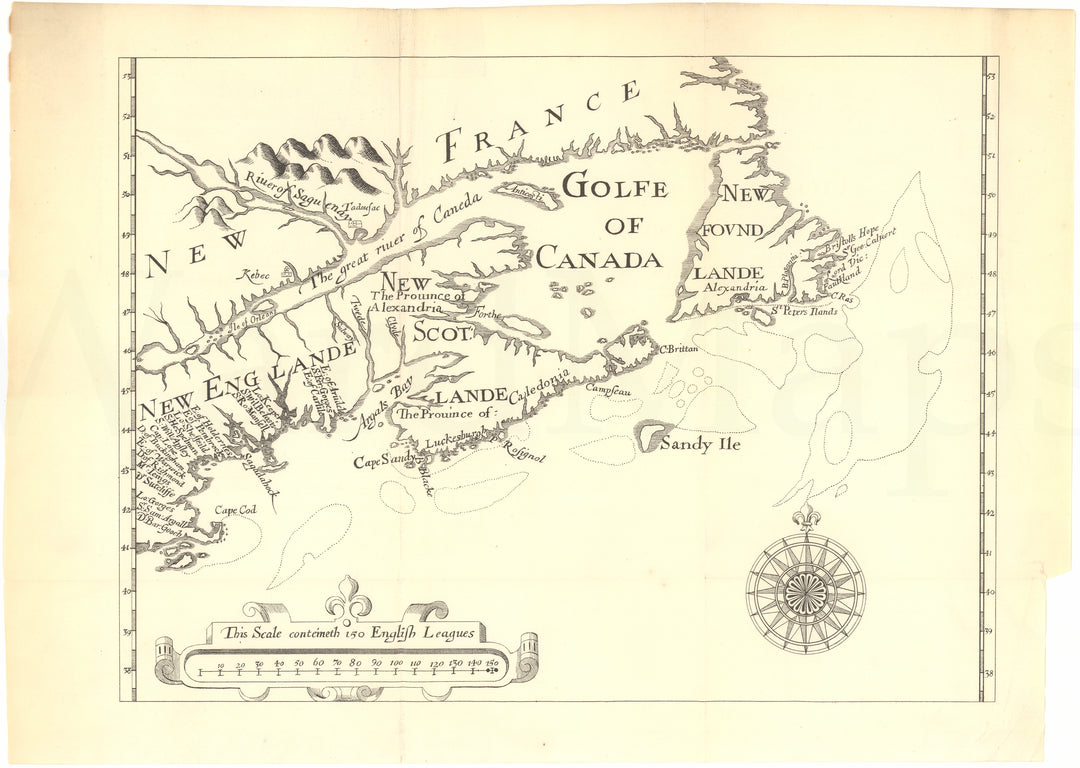 New England, New Scotland, New France and New Foundland 1630 (pub. 1860)