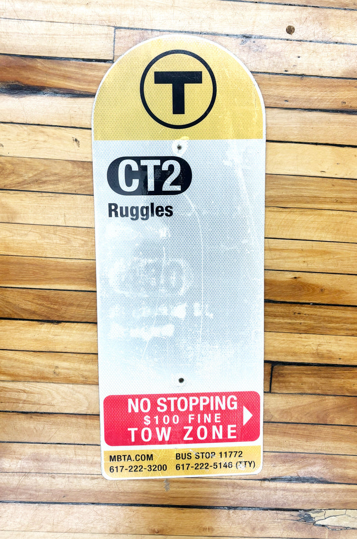 Decommissioned MBTA Bus Stop Signs: 1 Nubian or 1 Harvard