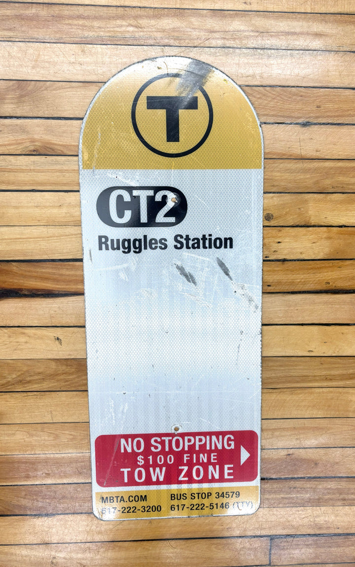 Decommissioned MBTA Bus Stop Signs: 1 Nubian or 1 Harvard