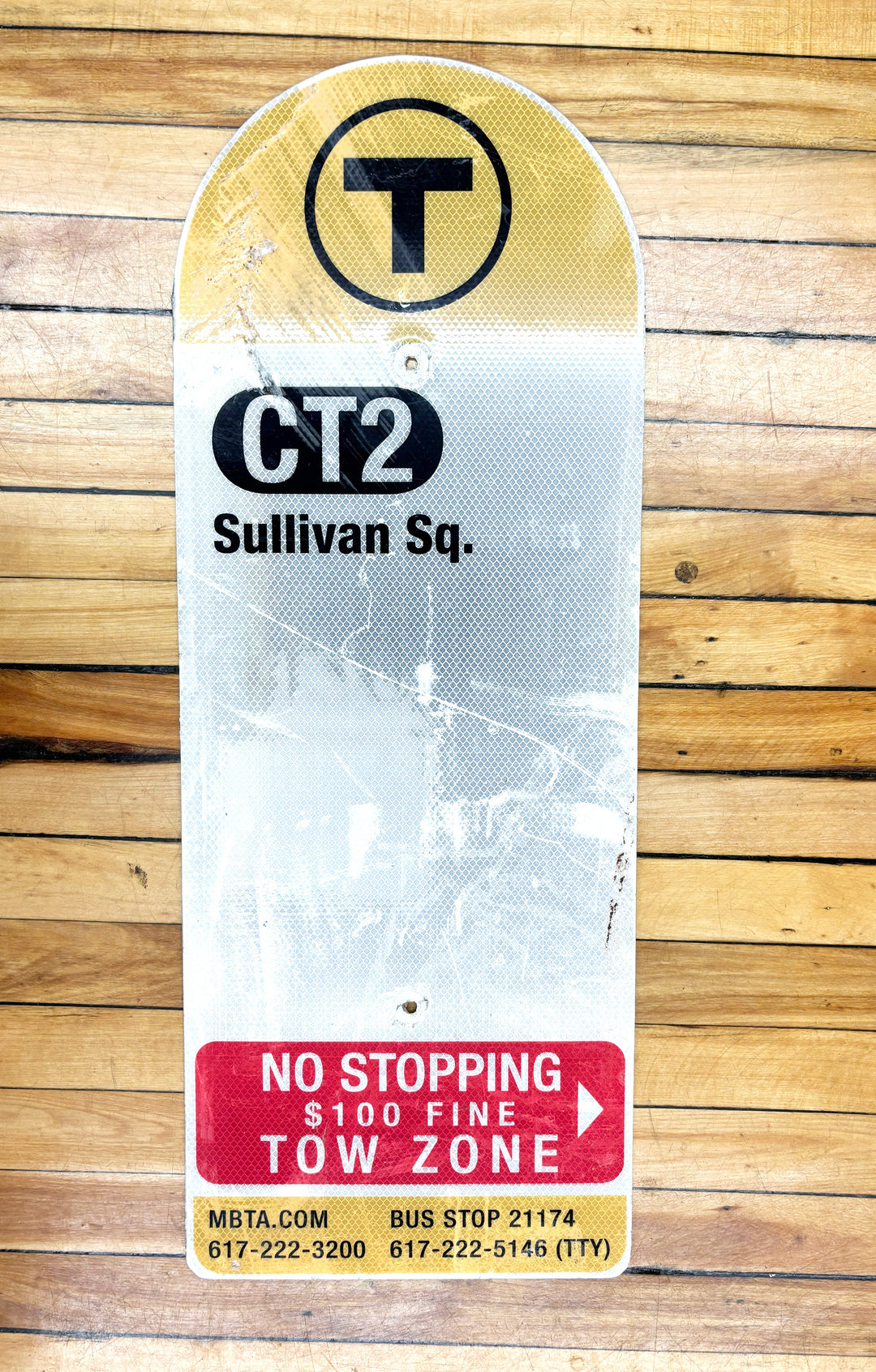 Decommissioned MBTA Bus Stop Signs: 1 Nubian or 1 Harvard