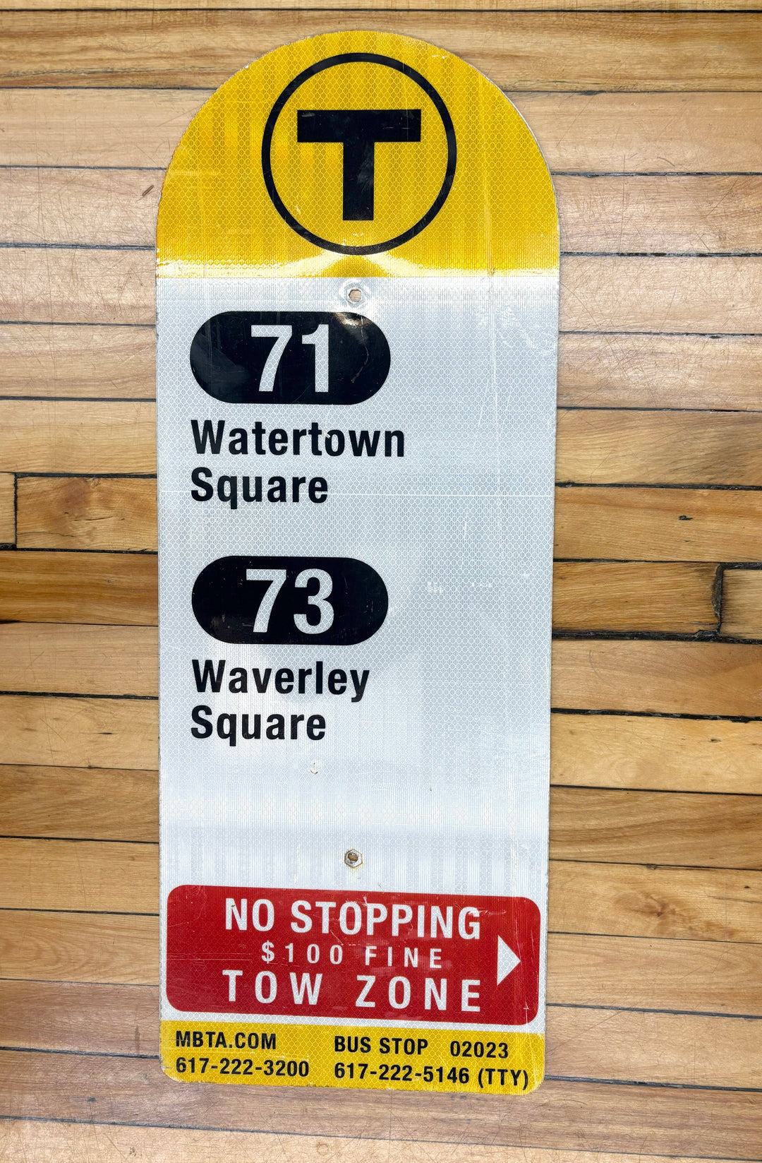 Decommissioned MBTA Bus Stop Signs: 71; 73