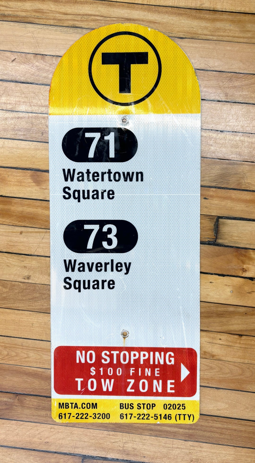 Decommissioned MBTA Bus Stop Signs: 71; 73