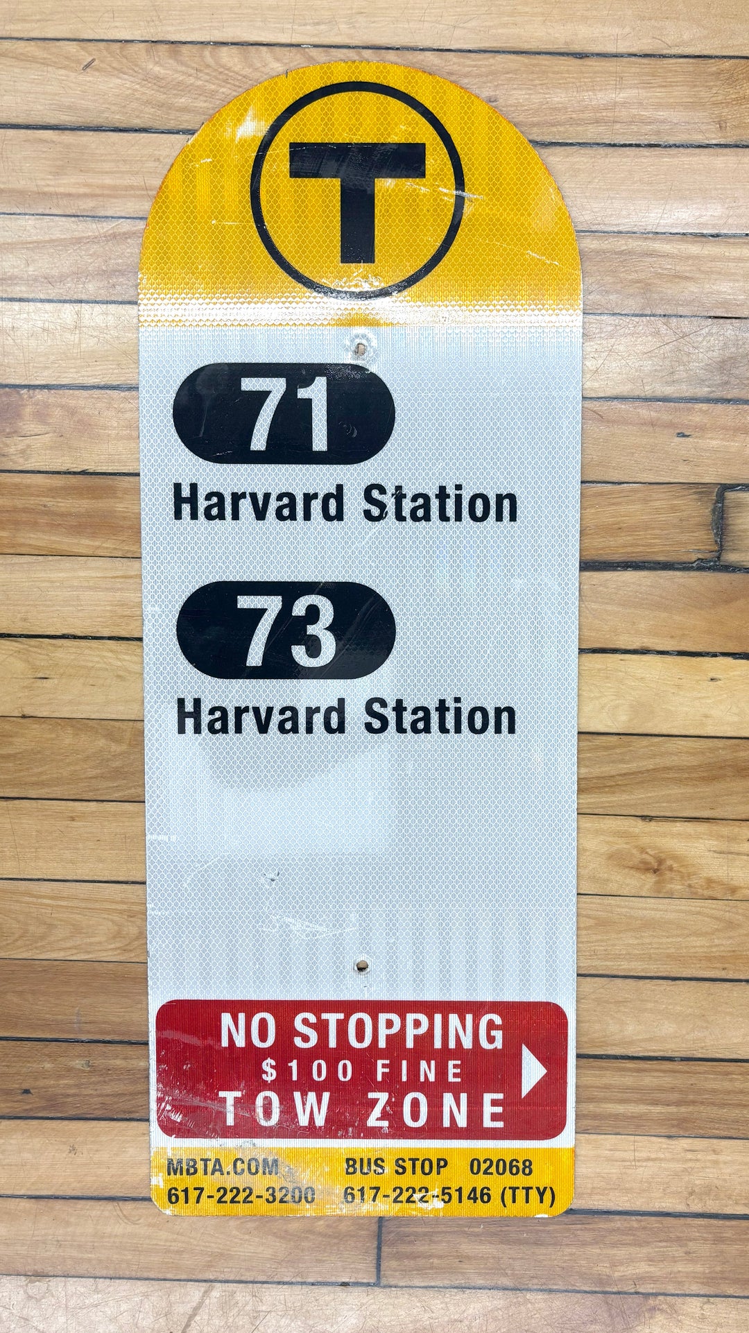Decommissioned MBTA Bus Stop Signs: 71; 73