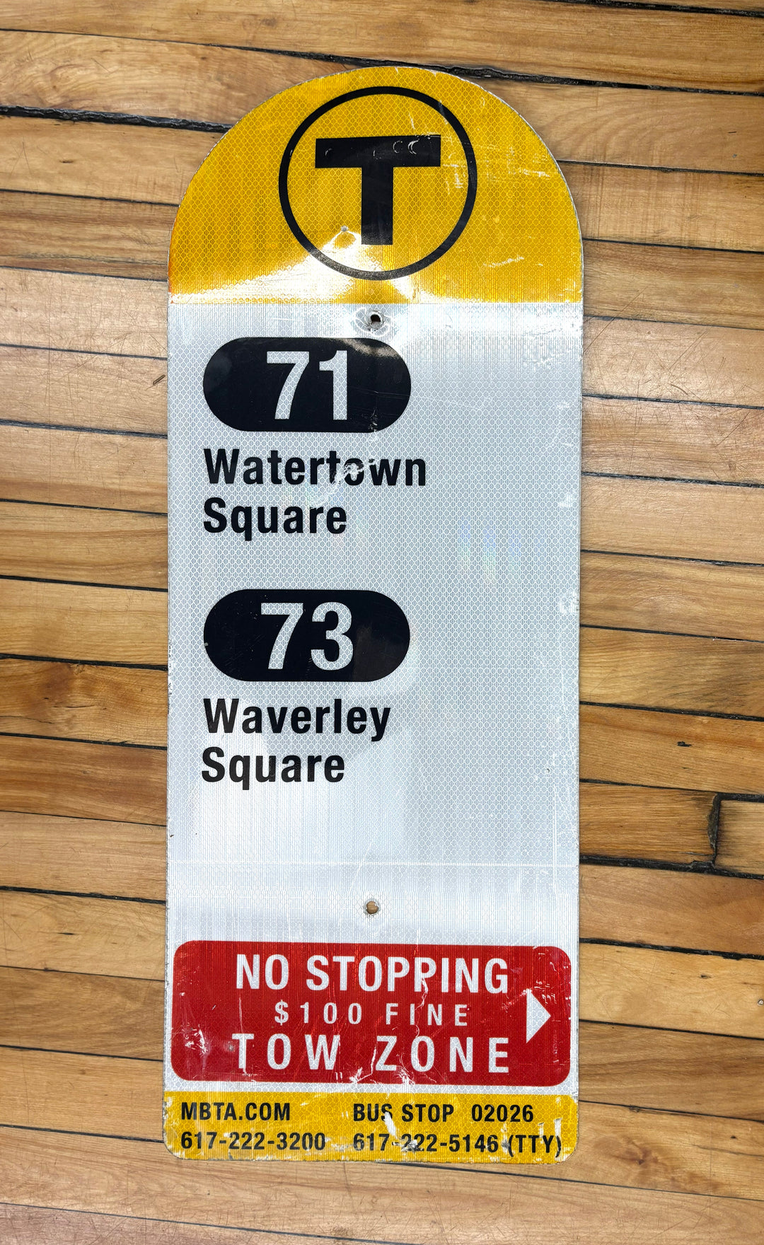 Decommissioned MBTA Bus Stop Signs: 71; 73