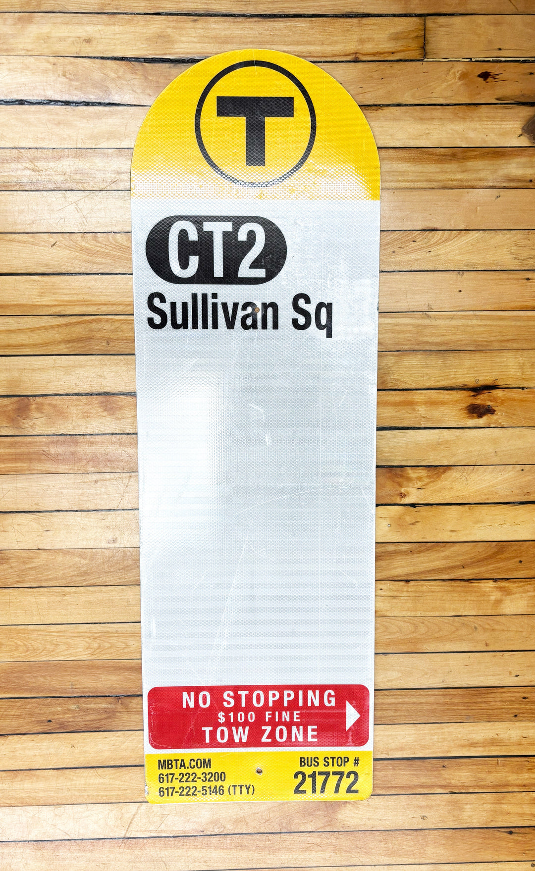 Decommissioned MBTA Bus Stop Signs: CT2 Sullivan Sq. 44"