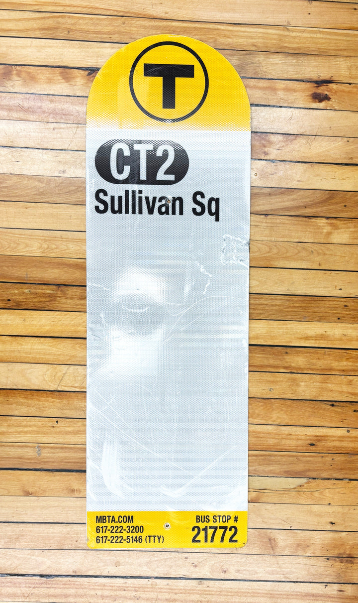 Decommissioned MBTA Bus Stop Signs: CT2 Sullivan Sq. 44"