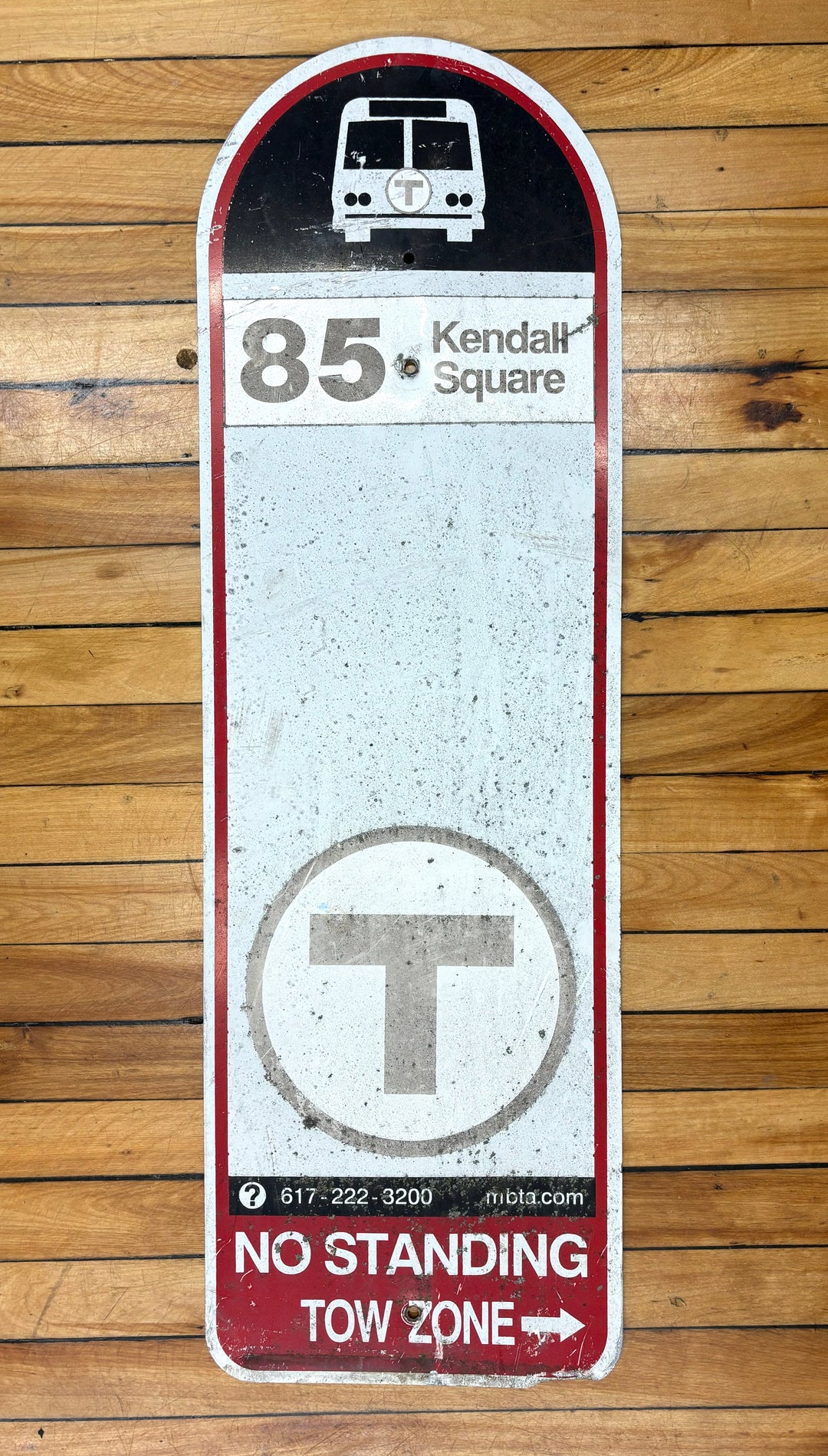 Decommissioned MBTA Bus Stop Sign: 85 Kendall Square