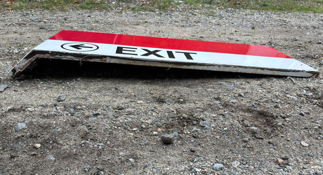 Decommission MBTA Sign: Quincy Adams Station <- EXIT (Corner)