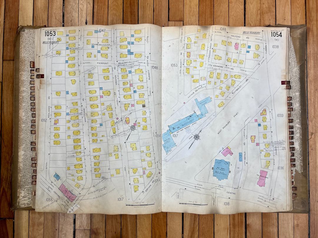 Boston, Massachusetts Vol. 10 1929/1955 Sanborn Fire Insurance Co. Atlas (Roslindale & W. Roxbury)