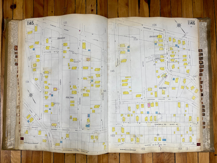 Boston, Massachusetts Vol. 11 1930/1955 Sanborn Fire Insurance Co. Atlas (Hyde Park, Dorchester, W. Roxbury)