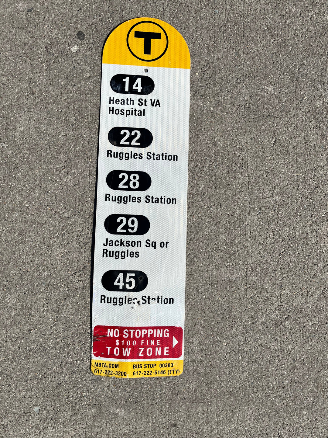 Decommissioned MBTA Bus Stop Signs: 14, 19, 22, 23, 28, 29, 44, 45