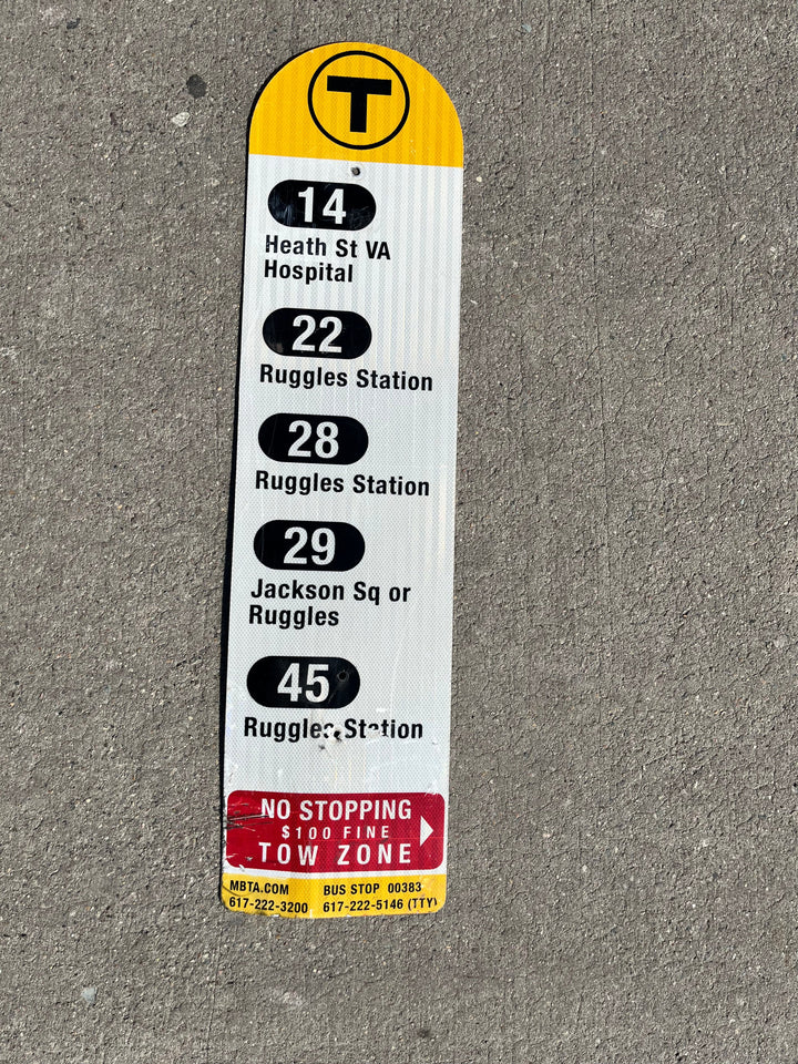 Decommissioned MBTA Bus Stop Signs: 14, 19, 22, 23, 28, 29, 44, 45