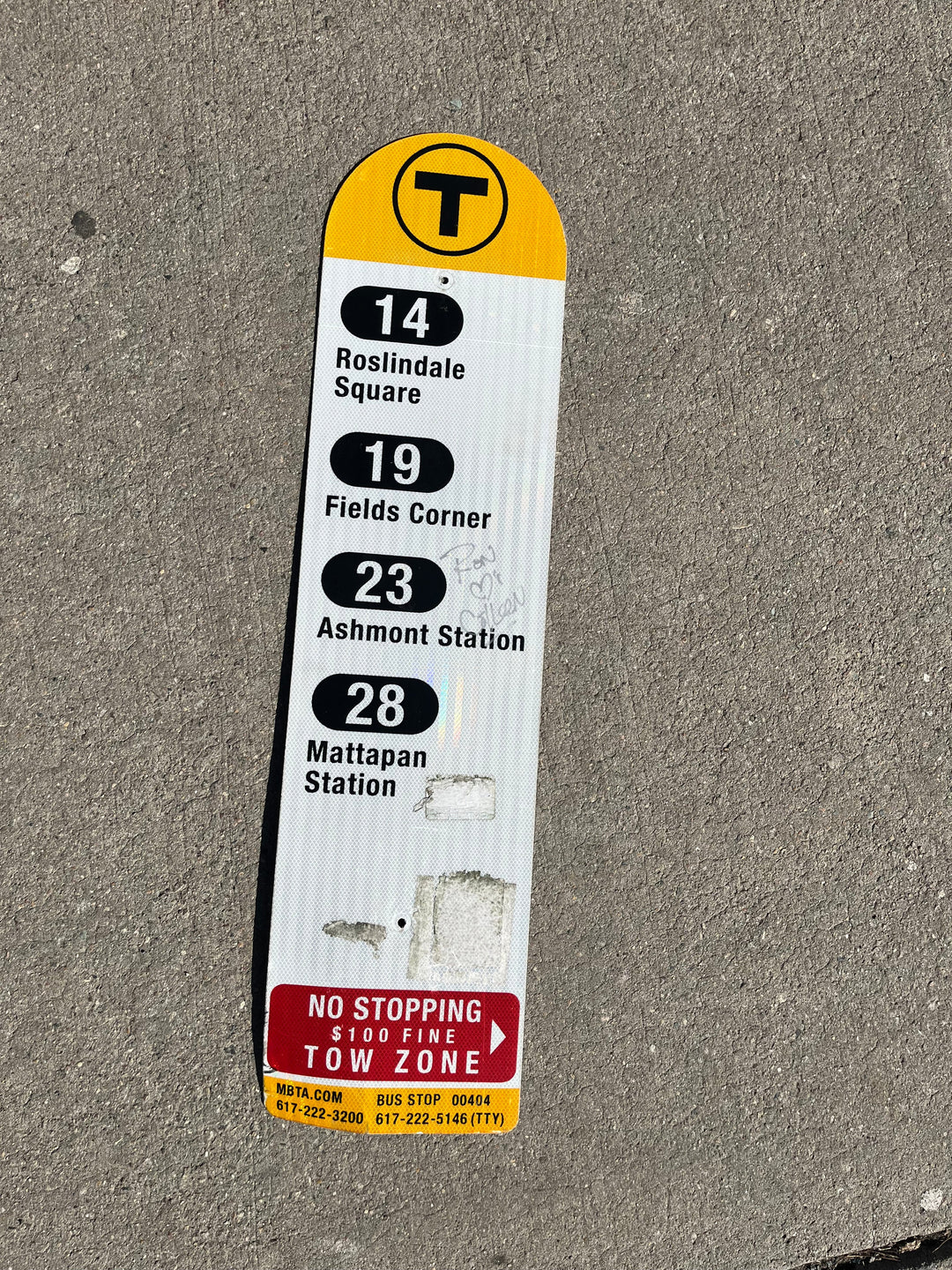 Decommissioned MBTA Bus Stop Signs: 14, 19, 22, 23, 28, 29, 44, 45