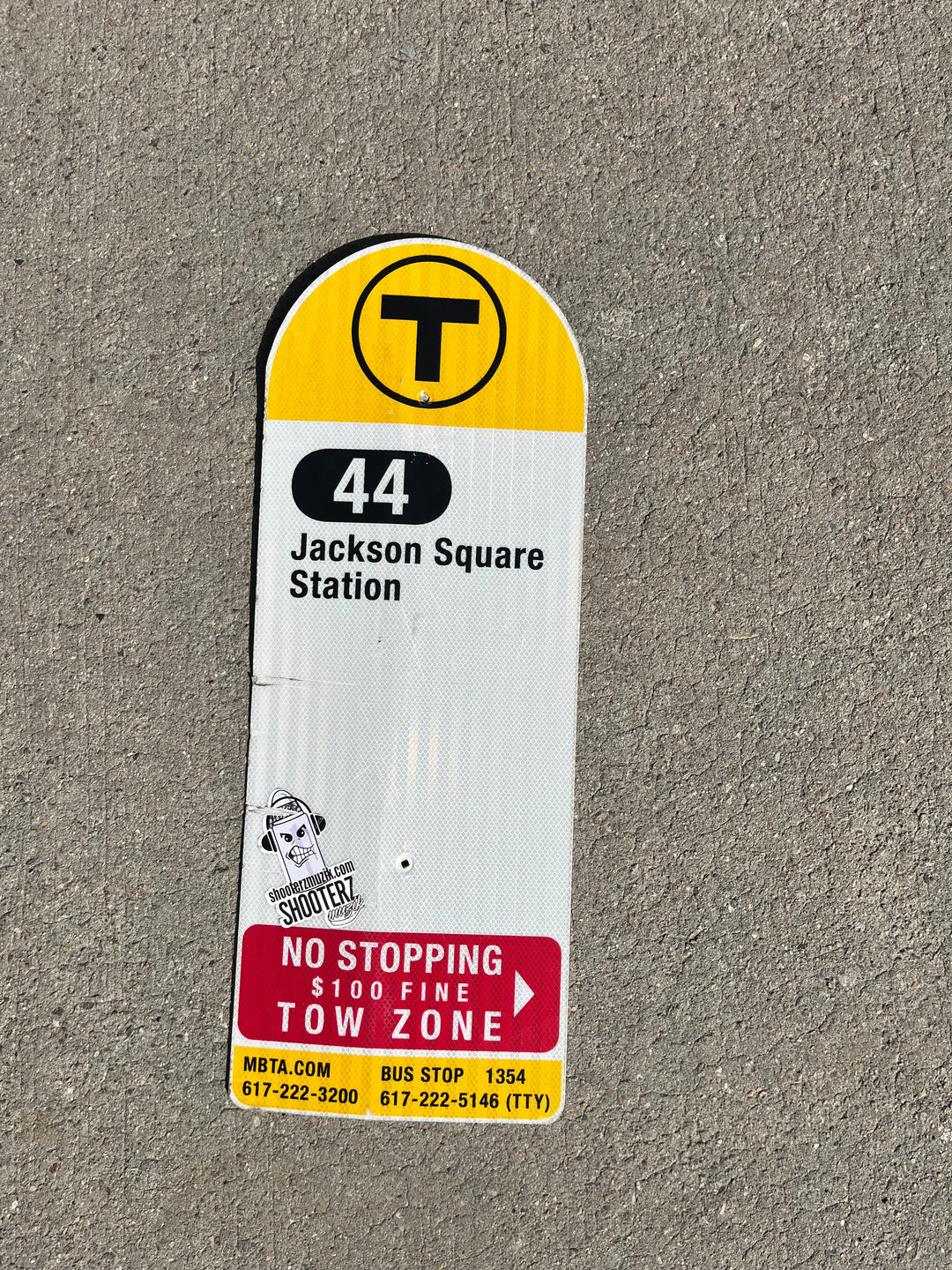 Decommissioned MBTA Bus Stop Signs: 44 Jackson Square; 44 Ruggles