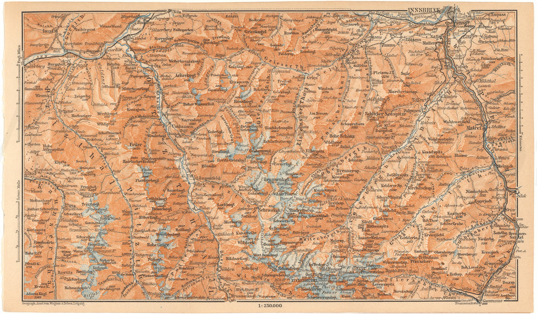 Innsbruck Region and Central Tyrol, Austria 1911 (Southwest of Innsbruck)