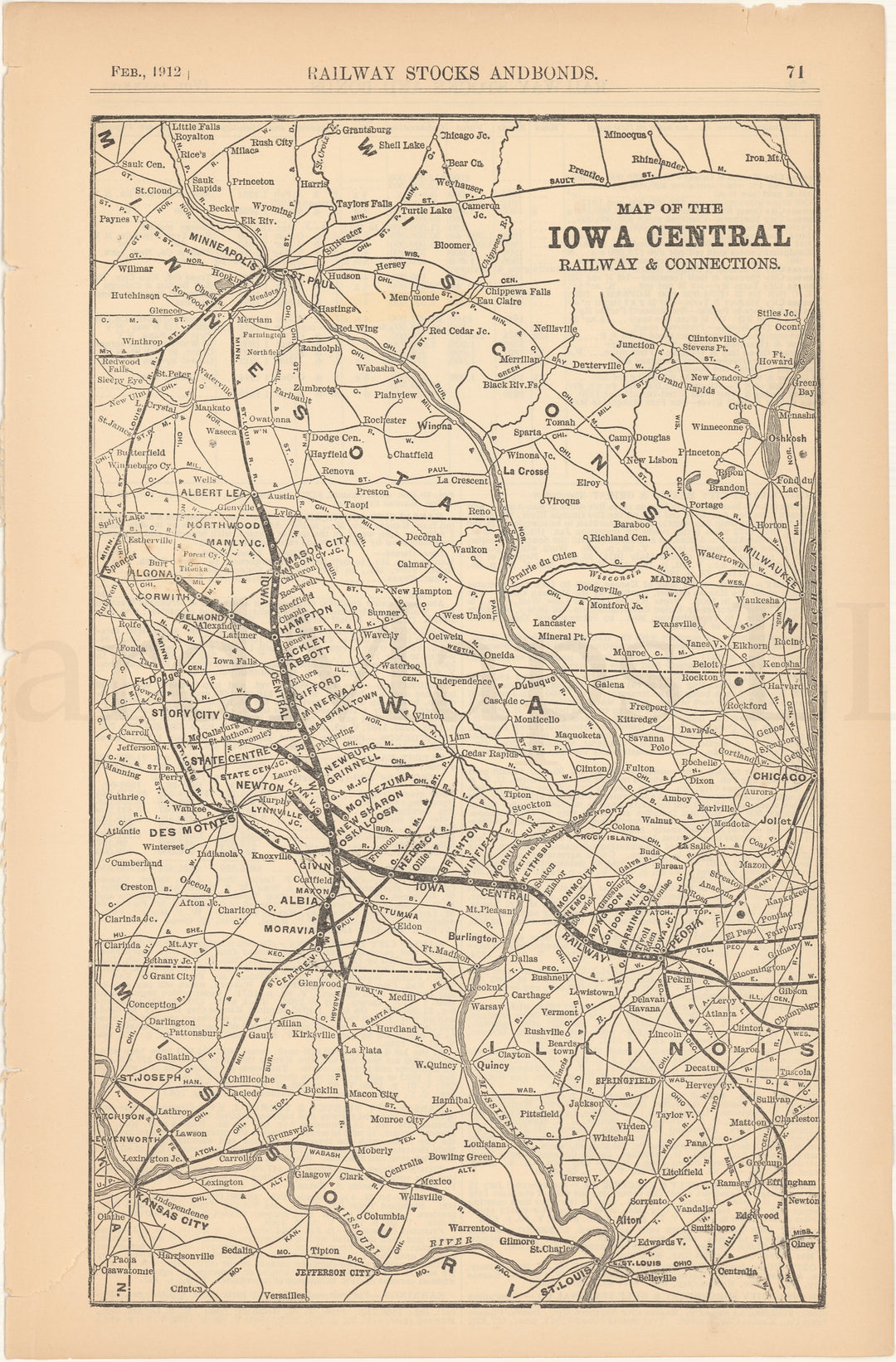 Iowa Central Railway and Connections 1912